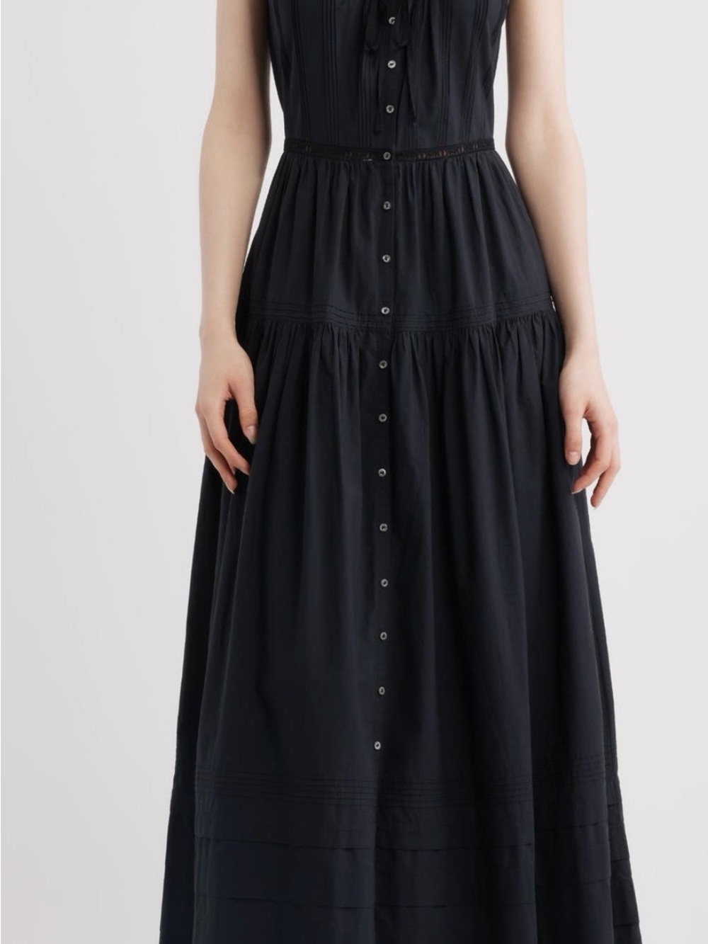DÔEN Hortense Organic Cotton Midi Dress - Black - Size - XS